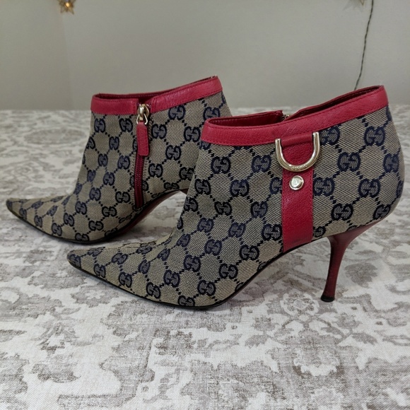 Gucci Shoes - Gucci Logo Tan w/ Red Leather Short Booties 8 1/2B